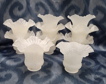 Vintage Petticoat Sconce Shade Ruffled Edge Frosted Glass Light Lamp Shade 2 1/8" fitters