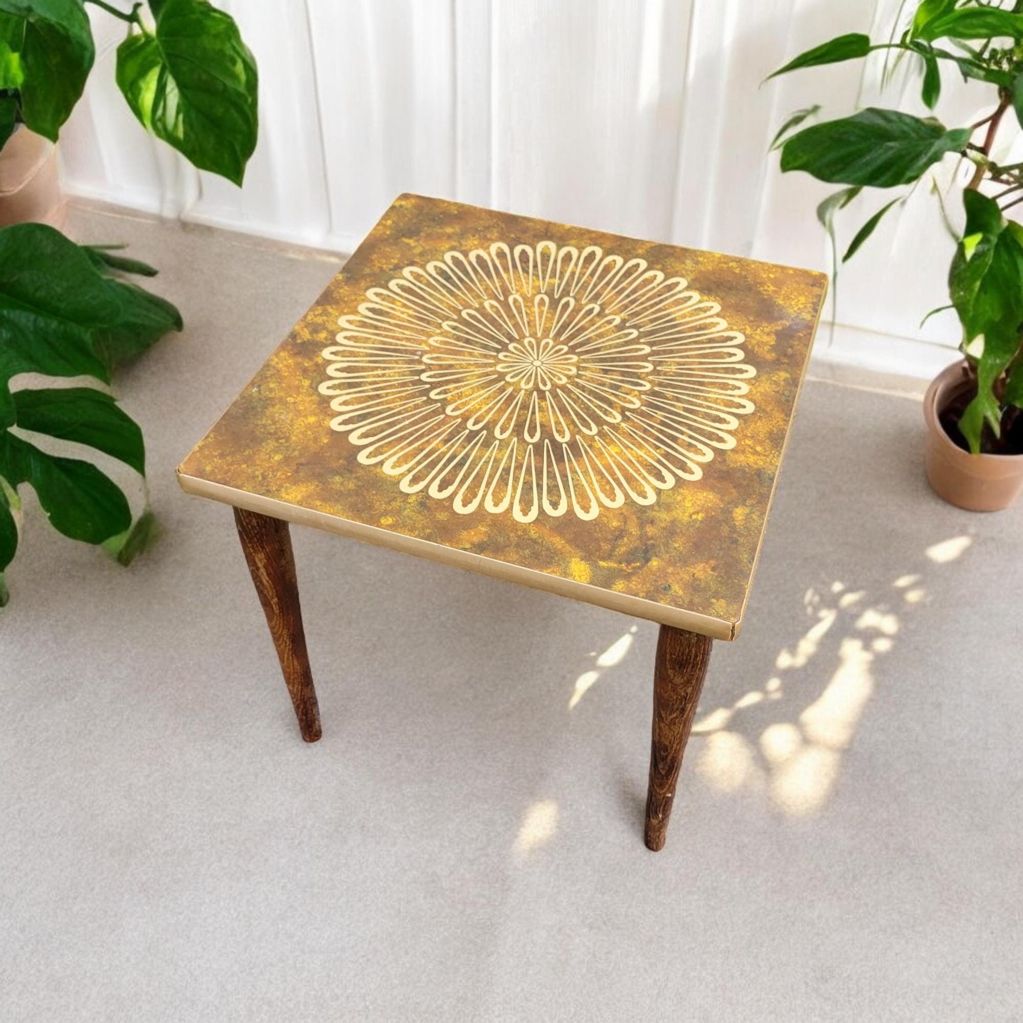Midcentury Tile Top Coffee Table - Etsy Midcentury Tile Top Coffee Table - Etsy