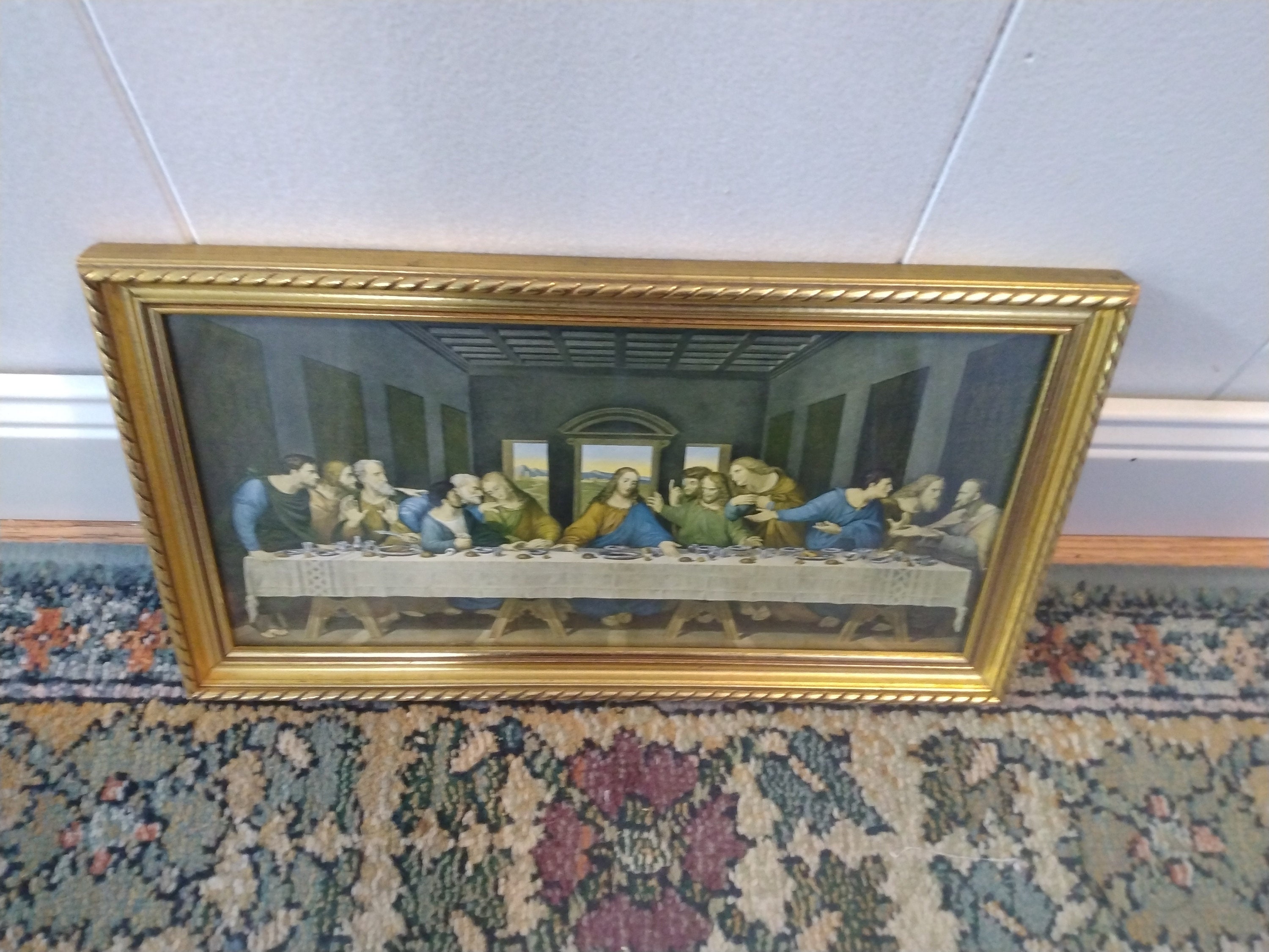 Antique Last Supper Wooden Frame Etsy