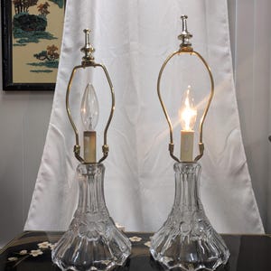Vintage Lamp Clear Glass Mid Century Table Accent MCM Base Only Country Cottage Farmhouse Shabby Chic Bedside Light Hollywood Regency Deco