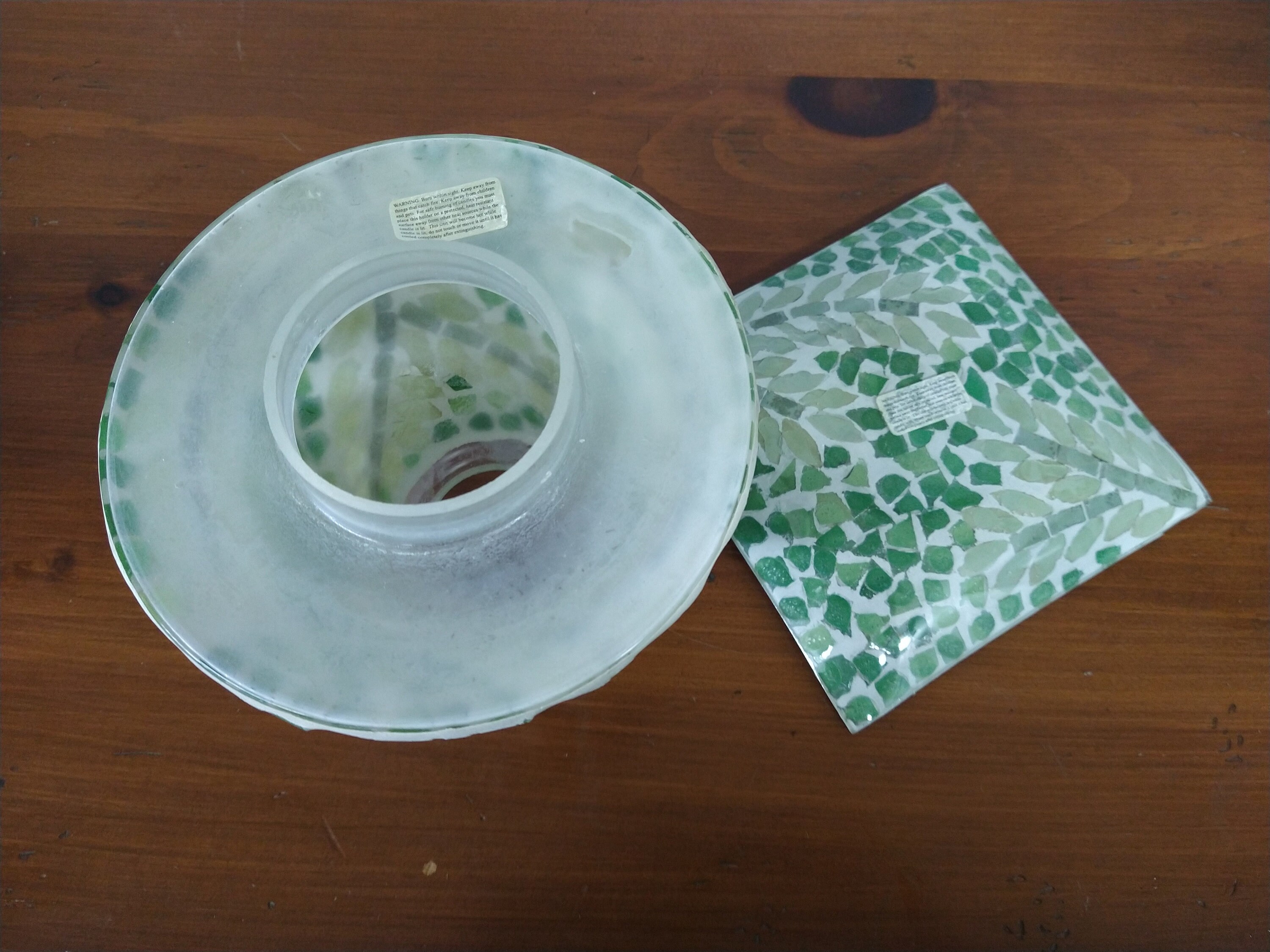 Vintage Yankee Candle Lamp Shade and Plate Mosaic Glass Candle Etsy