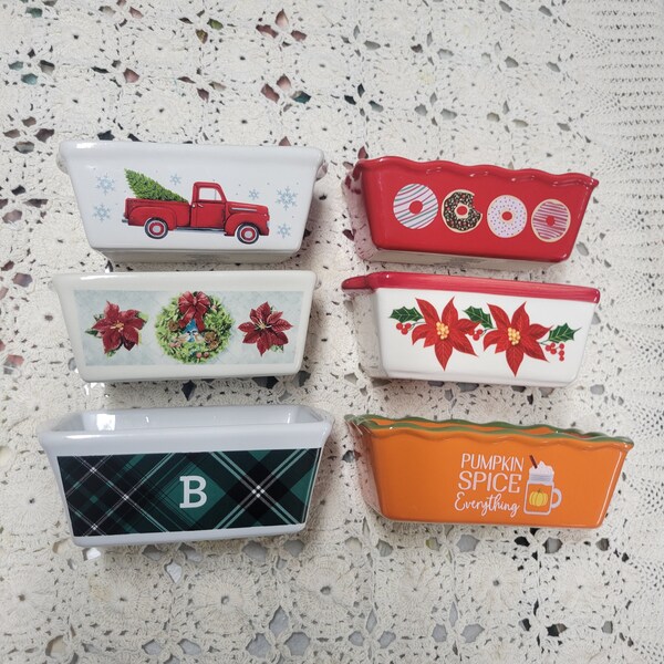 Bread Loaf Pan Christmas Ceramic Autumn Halloween Holiday mini Xmas Truck Wreath Pumpkin Cookie B Poinsettia Tree Gift Choice