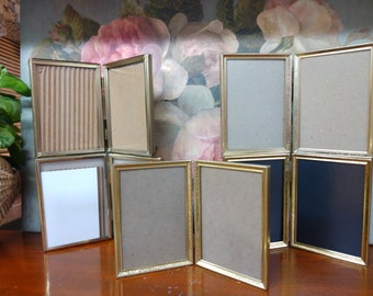 Vintage Picture Frame Choice 5x7 Gold Tone Bifold Double Folding Retro Home Decor Table Top Wall Hanging