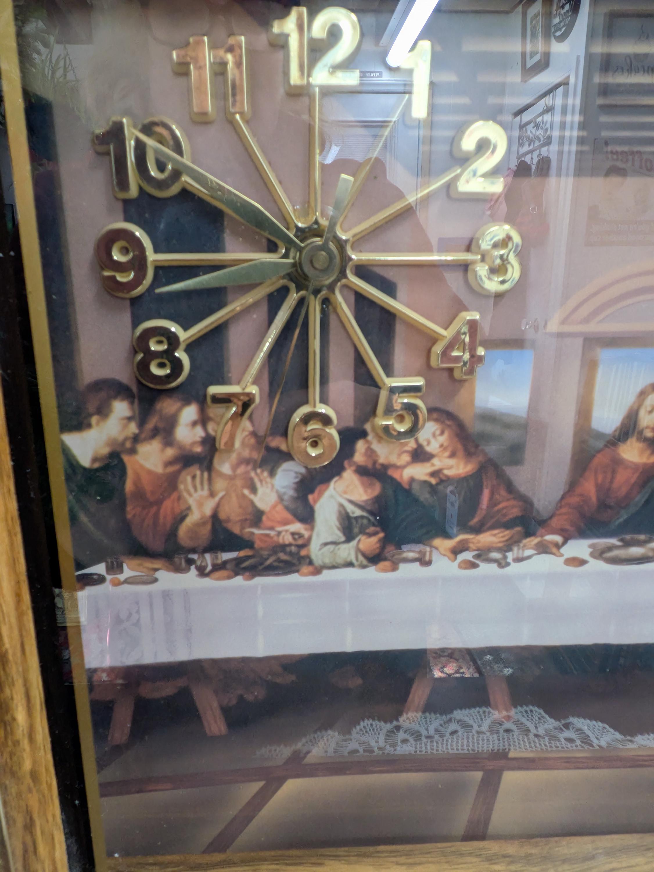 Vintage Christian Wall Clock – the Last Supper Scene | Wood Frame, Gold ...