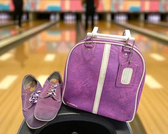 Bowling Ball Bag Vintage Purple Pink White Vinyl Retro Rockabilly Sport Carry On Tote Case Suitcase Gladding Shoes