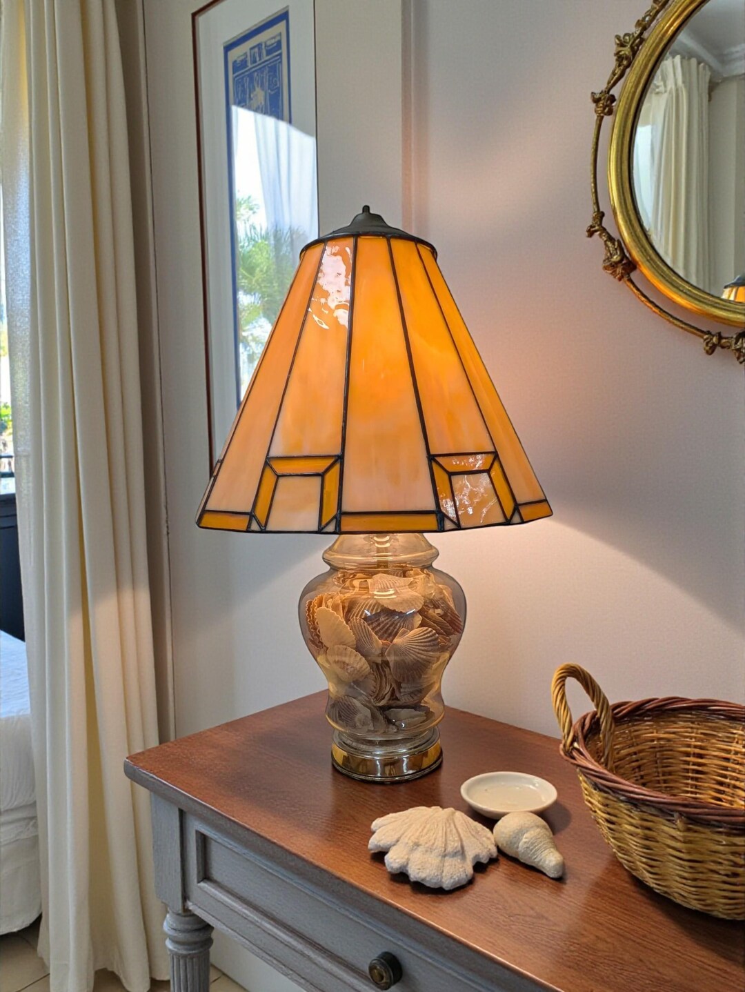 Vintage Seashell Ginger Jar Lamp Base | Coastal Beach House Decor ...