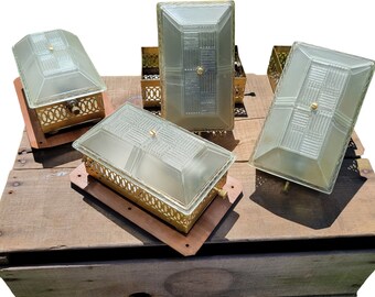 Vintage Sconce Brass Glass Wall Light Mid Century MCM Wall Mount Lamp Lighting Vintage Travel Trailer Camper Home Decor
