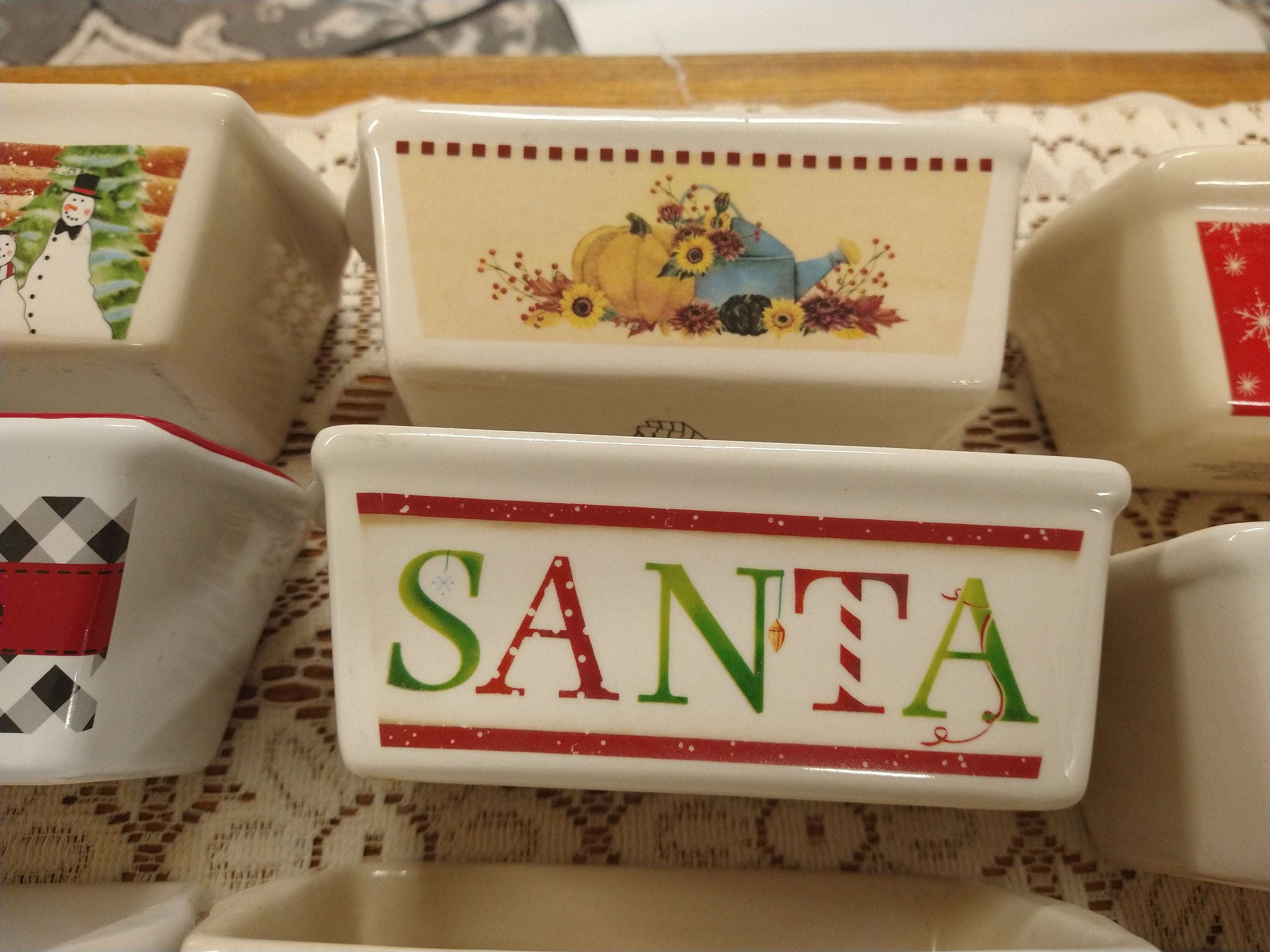 Christmas Ceramic Holiday Mini Bread Loaf Baking Pans Xmas Snowman