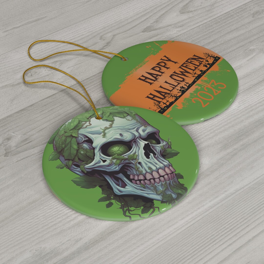 Scary Skull Halloween Ceramic Ornament 1pack Tree Home Decor Etsy