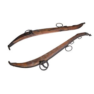 Antique Horse Hame Pair Metal Iron Yoke Farm Horse Wagon Rustic Farmhouse Cabin Wall Hanging Vintage Wood Metal Primitive Old West Cowboy