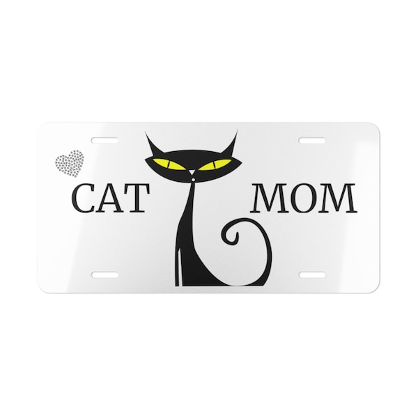 MCM CAT MOM Vanity License Plate Cat Lover Gift Car Bling Auto Detail Pet Lover Car or Wall Hanging Mid Century Mod Style