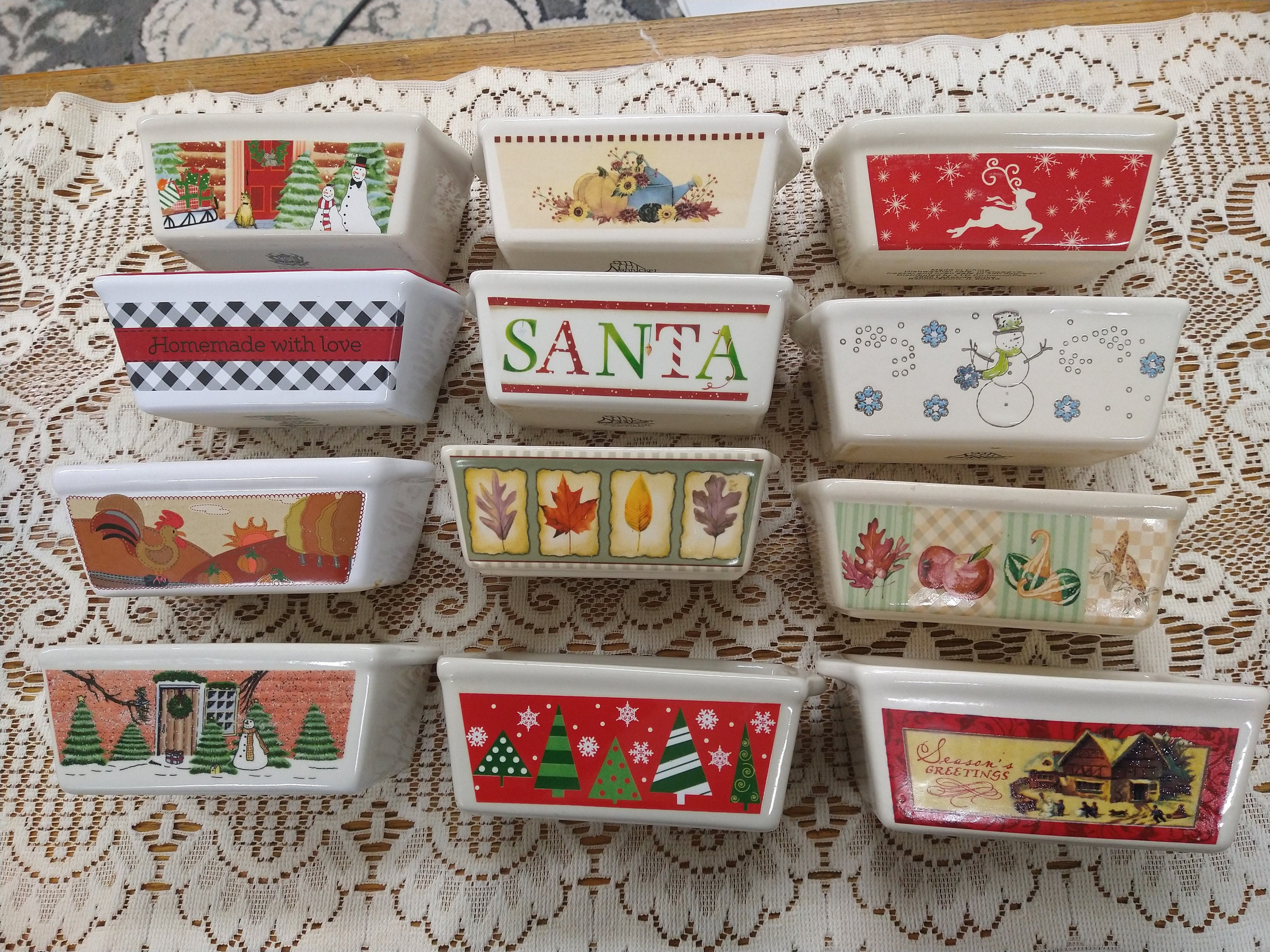 Mini Bread Loaf Pans Christmas Autumn Summer Ceramic Holiday Mini