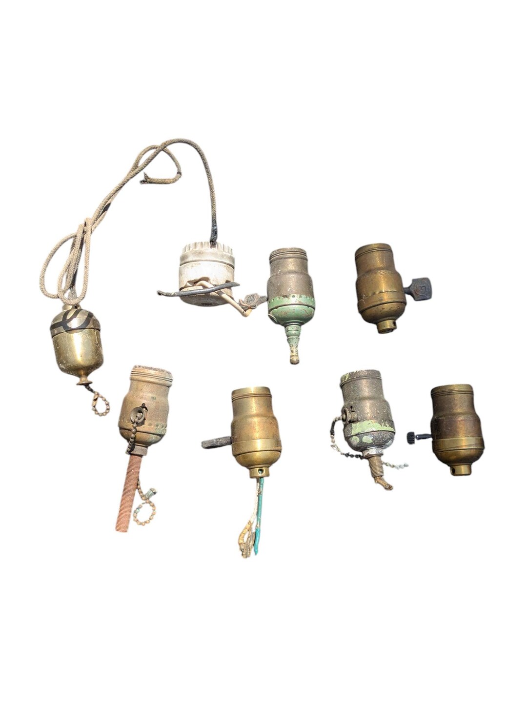 Antique Light Sockets Vintage Fixture Parts Shade Holder Ring Pull ...