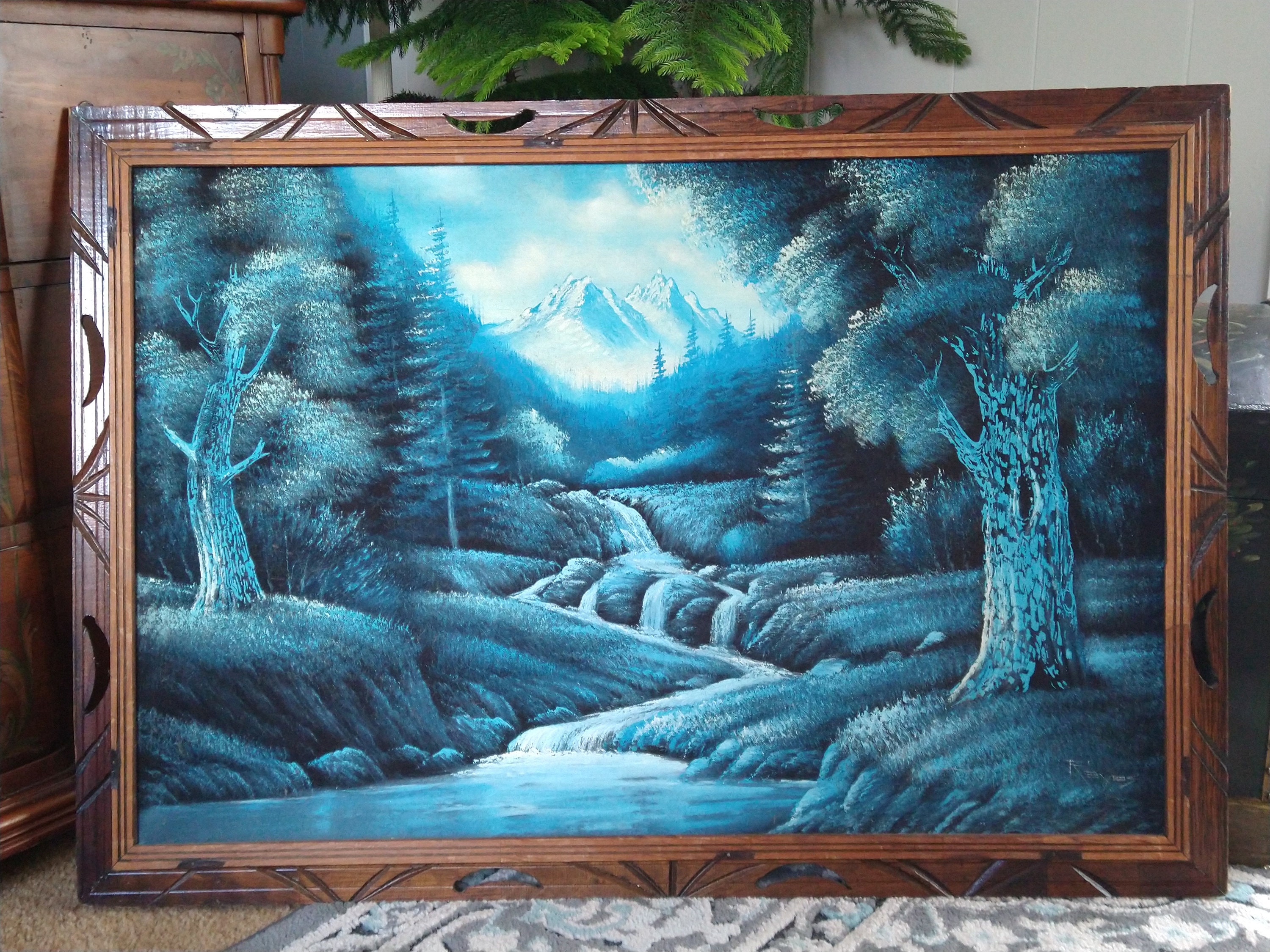 Pair of vintage mcm Mexican velvet paintings framed munimoro.gob.pe