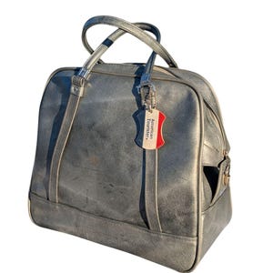 Vintage Luggage Retro Gray Vinyl Carry On American Tourister Suitcase Retro Travel bag Mid Century Post Modern Airline Bag Weekend