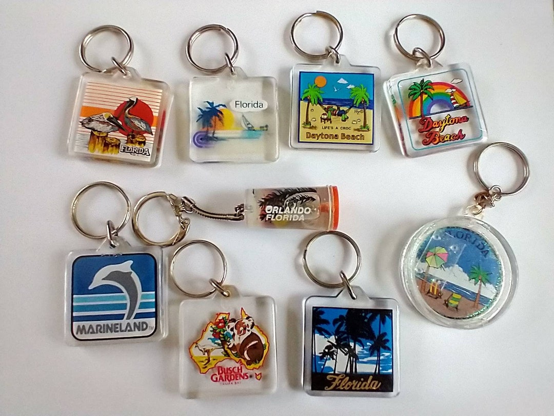 Vintage Florida Keychains Souvenir State Novelty Lucite Busch Etsy