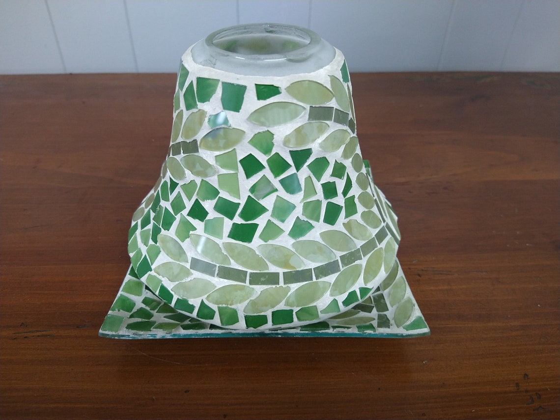 Vintage Yankee Candle Lamp Shade and Plate Mosaic Glass Candle Etsy