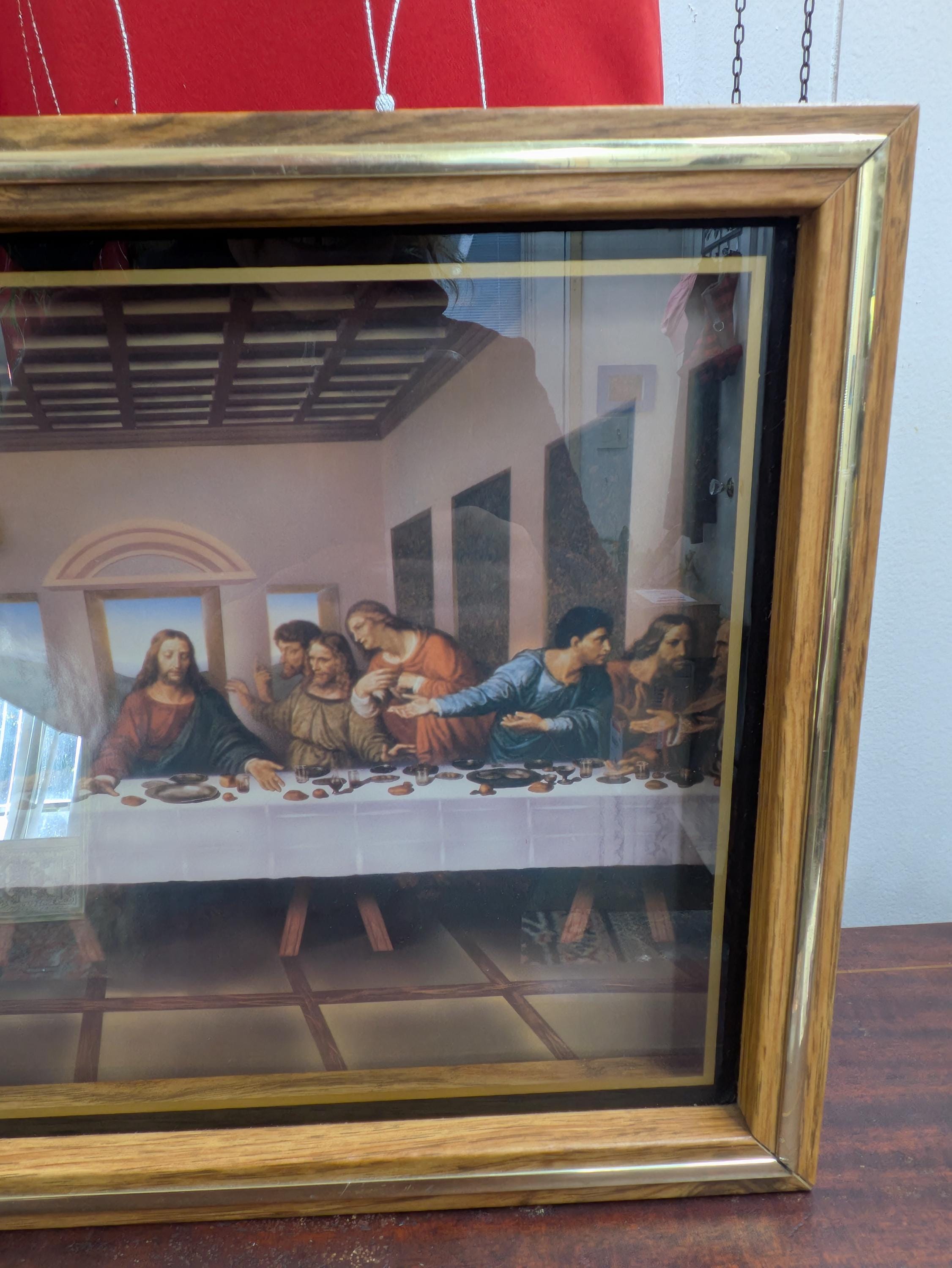 Vintage Christian Wall Clock – the Last Supper Scene | Wood Frame, Gold ...