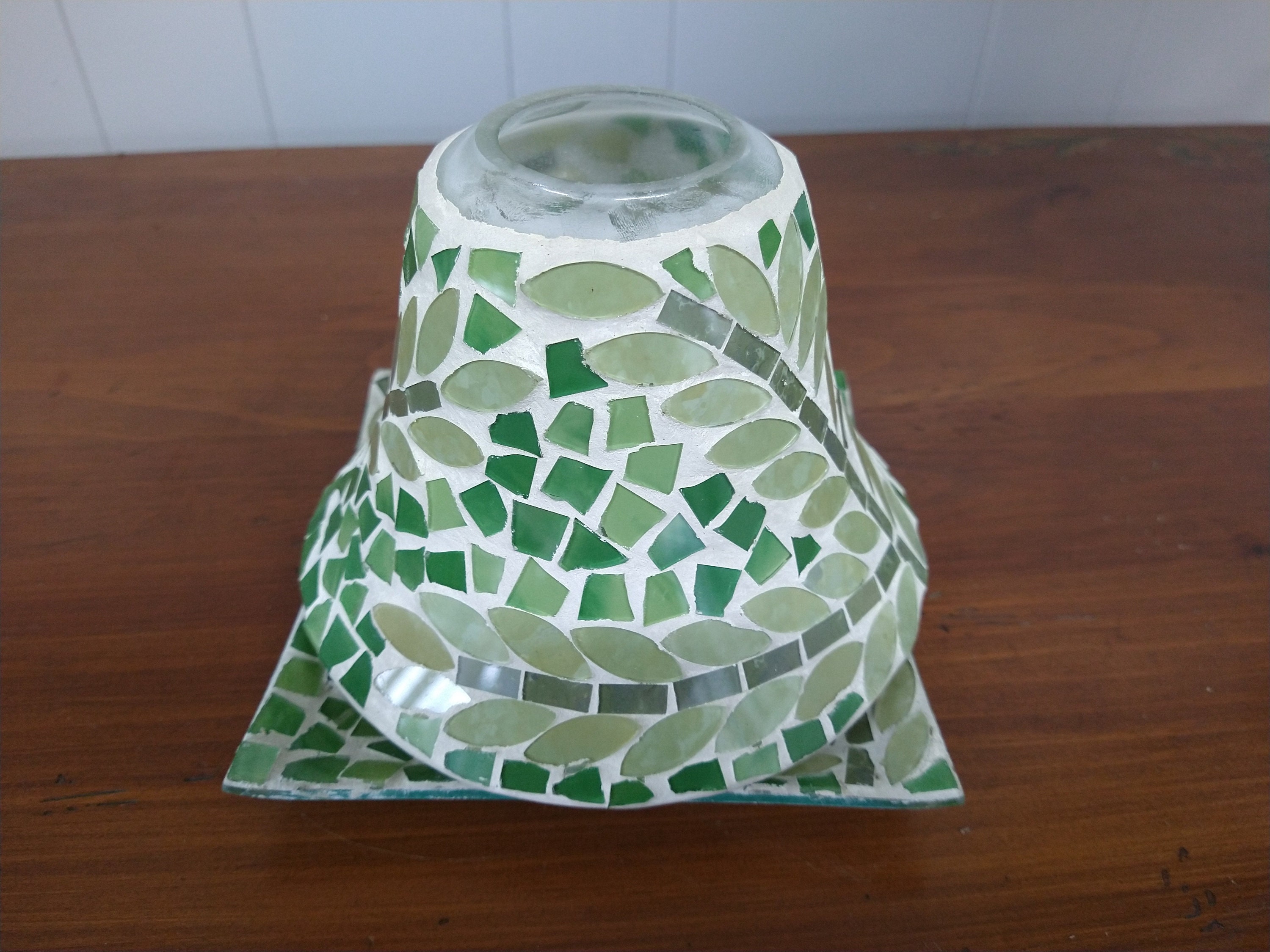 Vintage Yankee Candle Lamp Shade and Plate Mosaic Glass Candle Etsy
