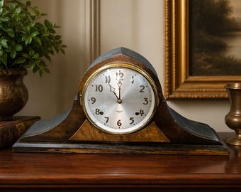 Vintage Wall Clock Shanghai 555 Wood & Glass Living Room Clock