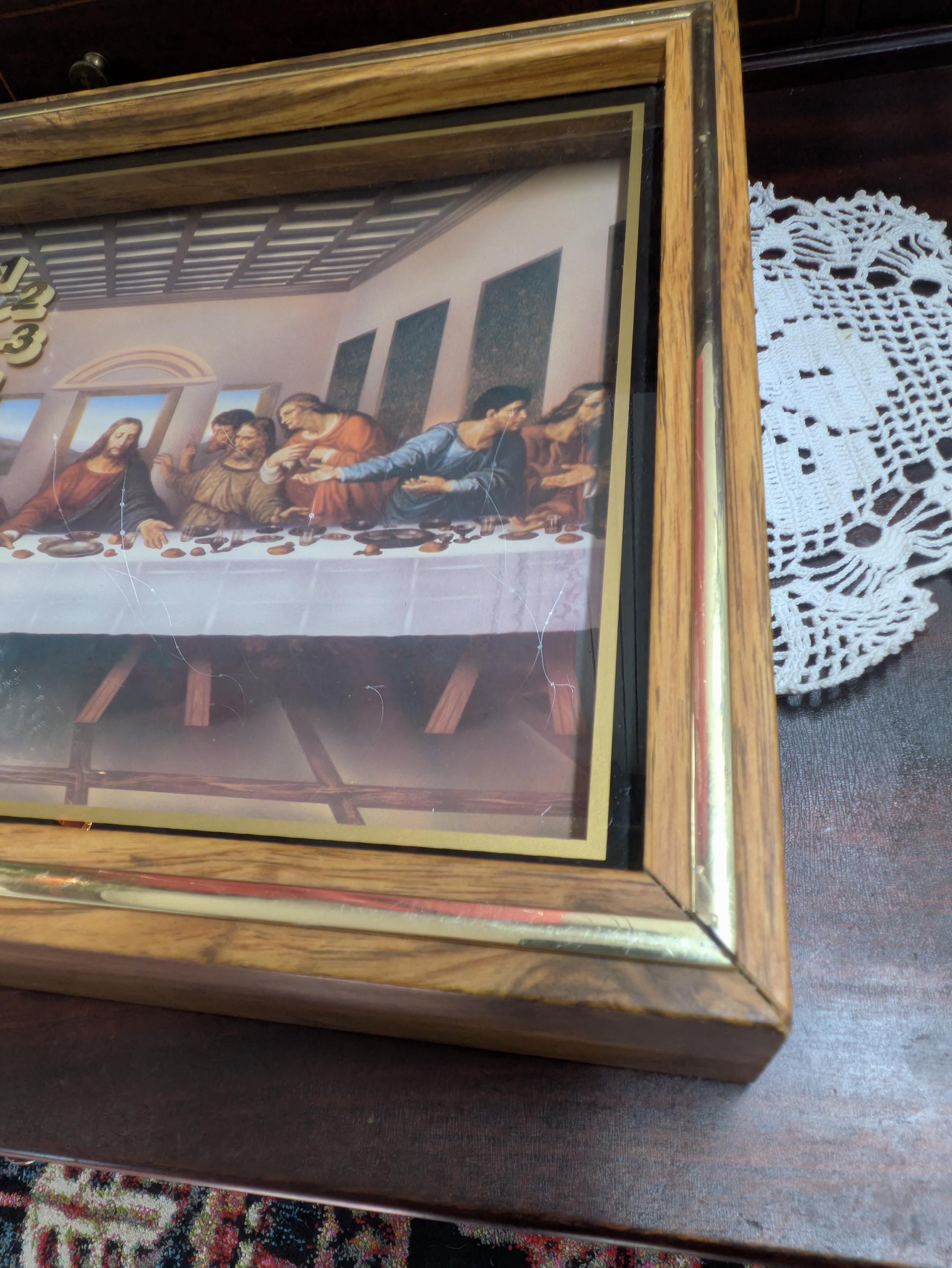 Vintage Christian Wall Clock – the Last Supper Scene | Wood Frame, Gold ...