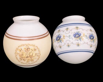 Vintage Milk Glass Floral Globe Sconce Ceiling Light Lamp Shades (Choice of 2) Abigail Adams Blue or Brown