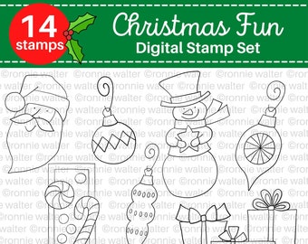 Happy Christmas Digi Stamp Instant Download for Crafting and Card Making