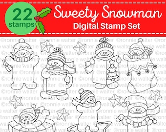 Sweety Snowman Digi Stamp Instant Download for Crafting and Card Making