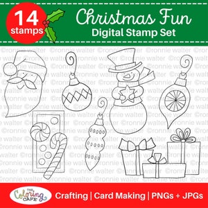 Happy Christmas Digi Stamp Instant Download for Crafting and Card Making