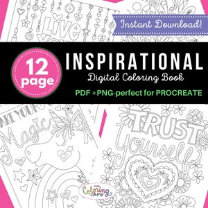 Inspirational Coloring Book/Instant Download/Digital/Procreate/PDF to Print