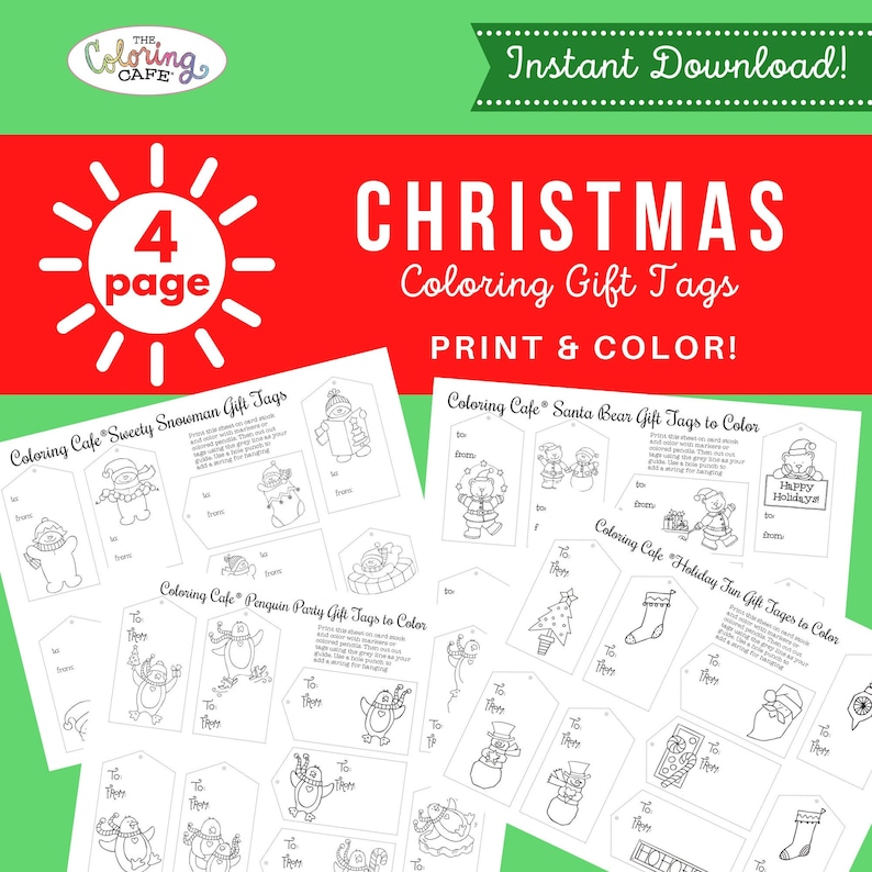 The Coloring Cafe-Coloring Gift Tags Instant Download The Coloring Cafe-Coloring Gift Tags Instant Download