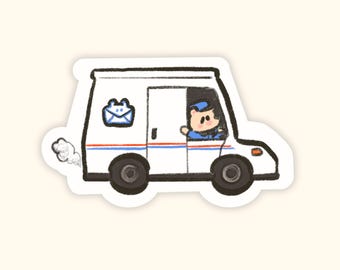 Post Hammy Mail Truck Vinyl Sticker • Weatherproof Dishwasher Safe Decal