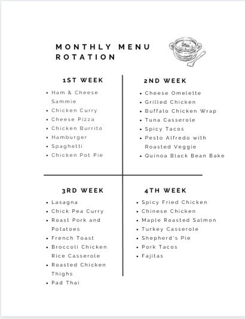 Day Planner Printable Menu Plan Workout Scheduler Etsy