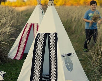 Teepee,tipi, zelt, wigwam, teepee for boys, tent, teepee folk, wigwam, Kids Play Teepee, Playhouse, vigvam - FOLK BLACK II.