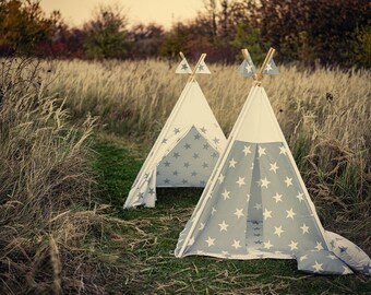 Tipi, Wigwam, Tipi für Jungen, Tipi für Mädchen, Zelt, Sterntipee, Wigwam, Kids Play Tipi, Spielhaus, Vigvam - weißer Komet