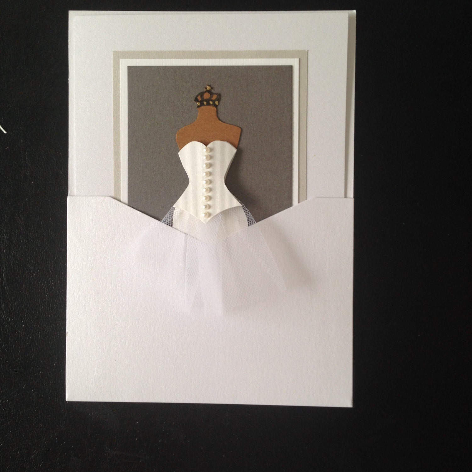 BRIDAL DRESS CARD. This Elegant Handmade Paper Dress Card is Etsy