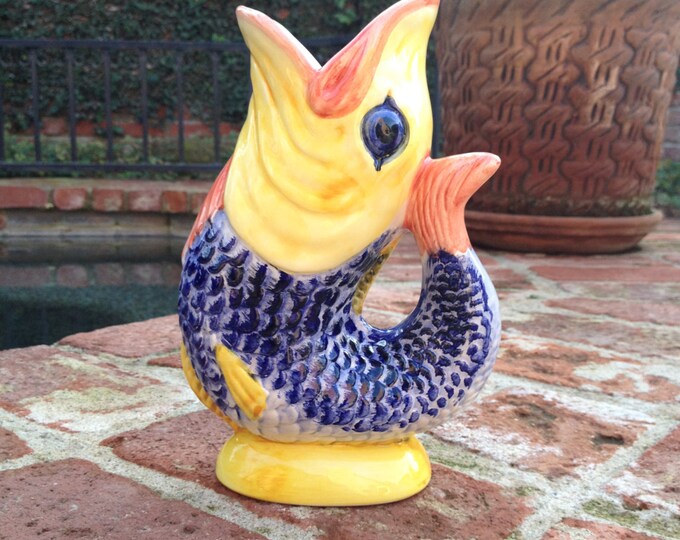 Colorful Vintage Ceramic Fish Vase From Portugal Etsy