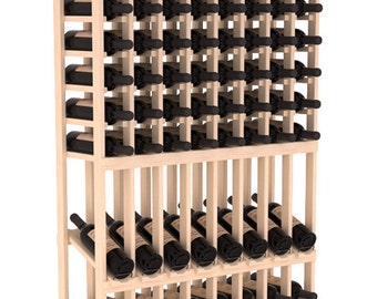 Handmade Wooden 8 Column 120 Bottle Display Row Wine Cellar Kit in Ponderosa Pine.