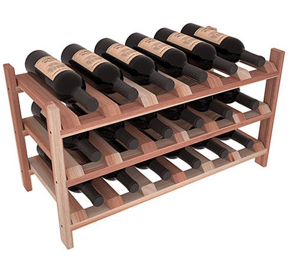 18 Bottle Stackable Wine Storage Rack Kit In Premium Redwood Etsy