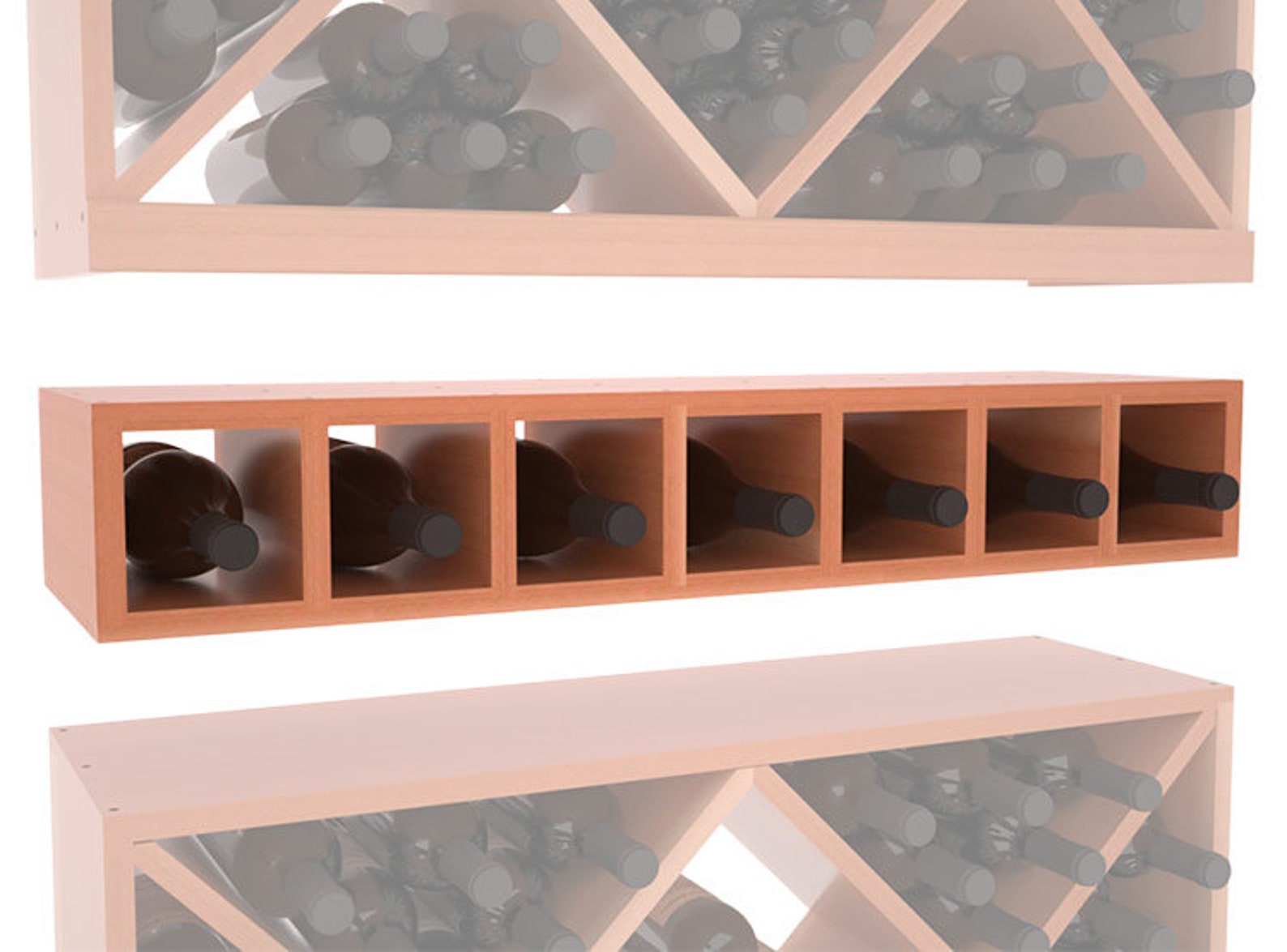 7 Bottle Wine Cubby Storage Rack in Redwood. Etsy