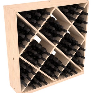 Handmade Wooden 82 Bottle Solid Diamond Wine Rack Cube in Ponderosa Pine.