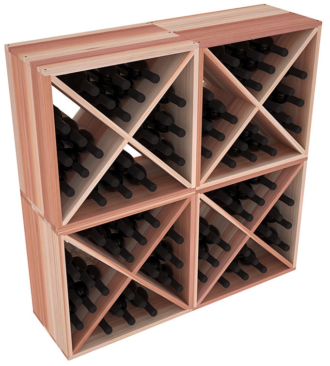 Kit de support de rangement pour 48 bouteilles de vin en séquoia