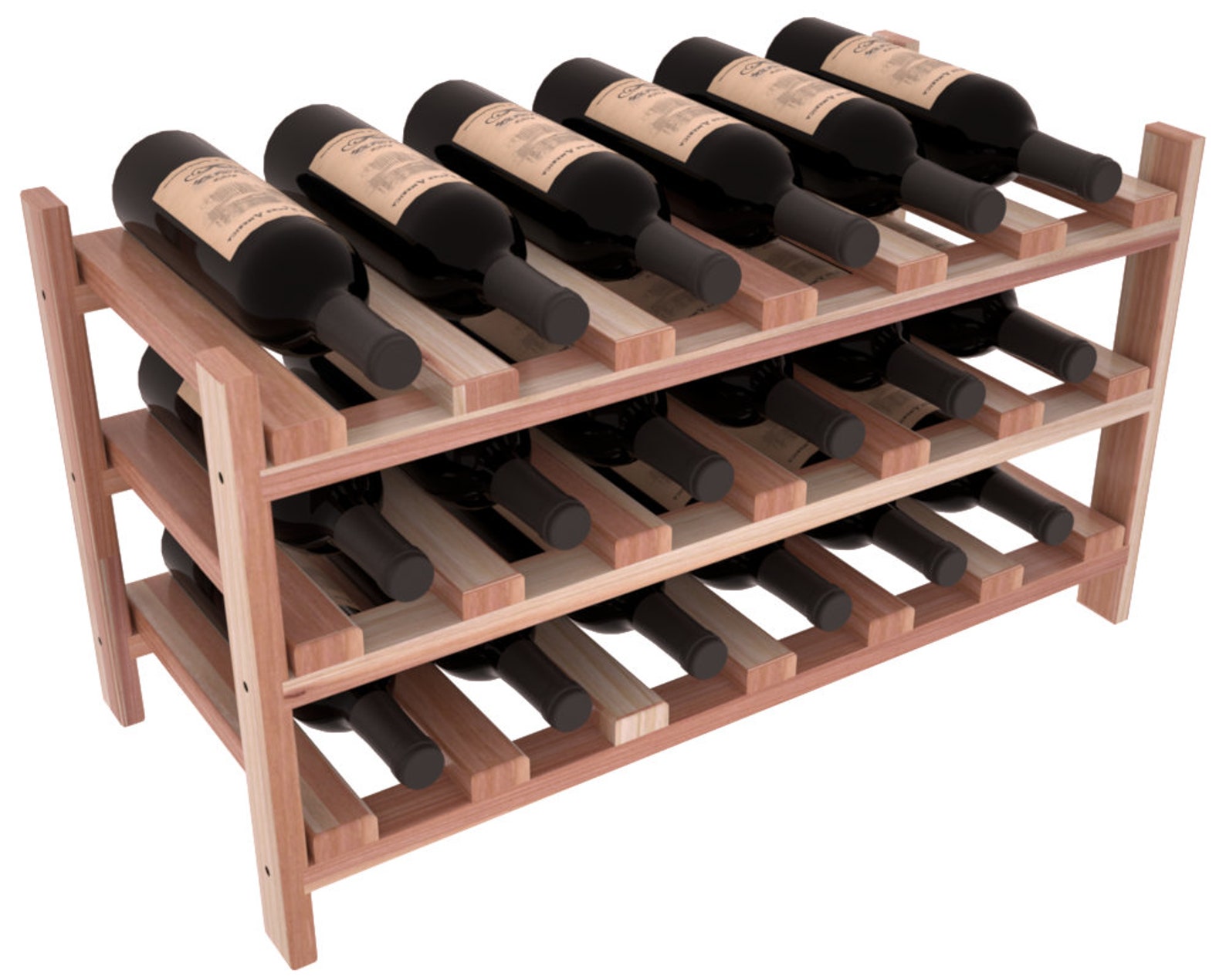 18 Bottle Stackable Wine Storage Rack Kit in Premium Redwood. Etsy