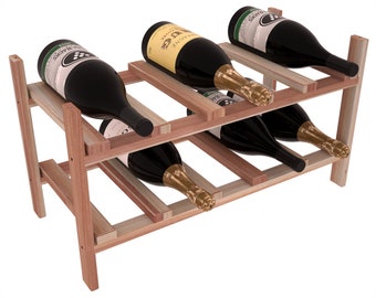 10 Bottle Magnum Stackable Wine Storage Rack Kit in Premium Redwood.