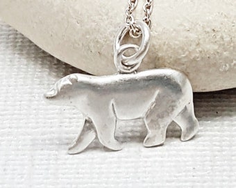 Polar Bear necklace - Sterling Silver Polar Bear charm necklace - Bear jewelry - matte Silver necklace - Polar Bear jewelry