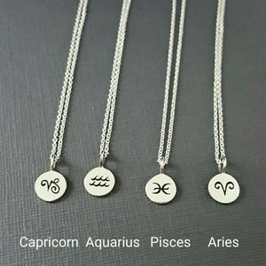 Sterling Silver Zodiac Charm Necklace: Astrology Pendant