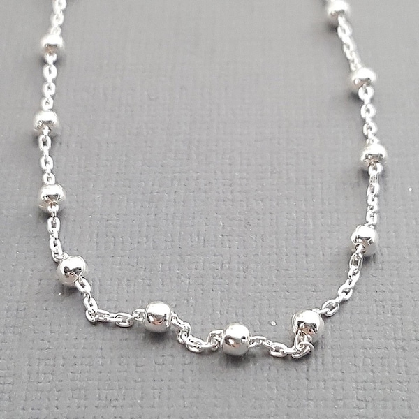 Sterling Silver Satellite Chain Bracelet: Dainty Minimalist Layering