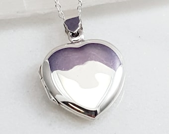Sterling Silver Heart Photo Locket Necklace