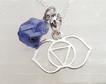 Third Eye Chakra necklace. Ajna chakra. Third Eye Chakra Ajna pendant. Chakra necklace. Chakra jewelry. Yoga jewelry. Blue Sapphire necklace