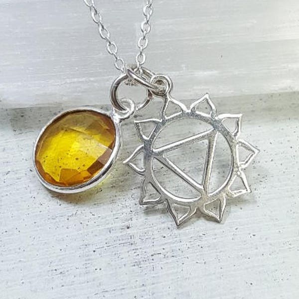 Solar Plexus Chakra necklace. Manipura chakra. Solar Plexus Chakra Manipura pendant. Citrine necklace. Chakra jewelry. Yoga gift.